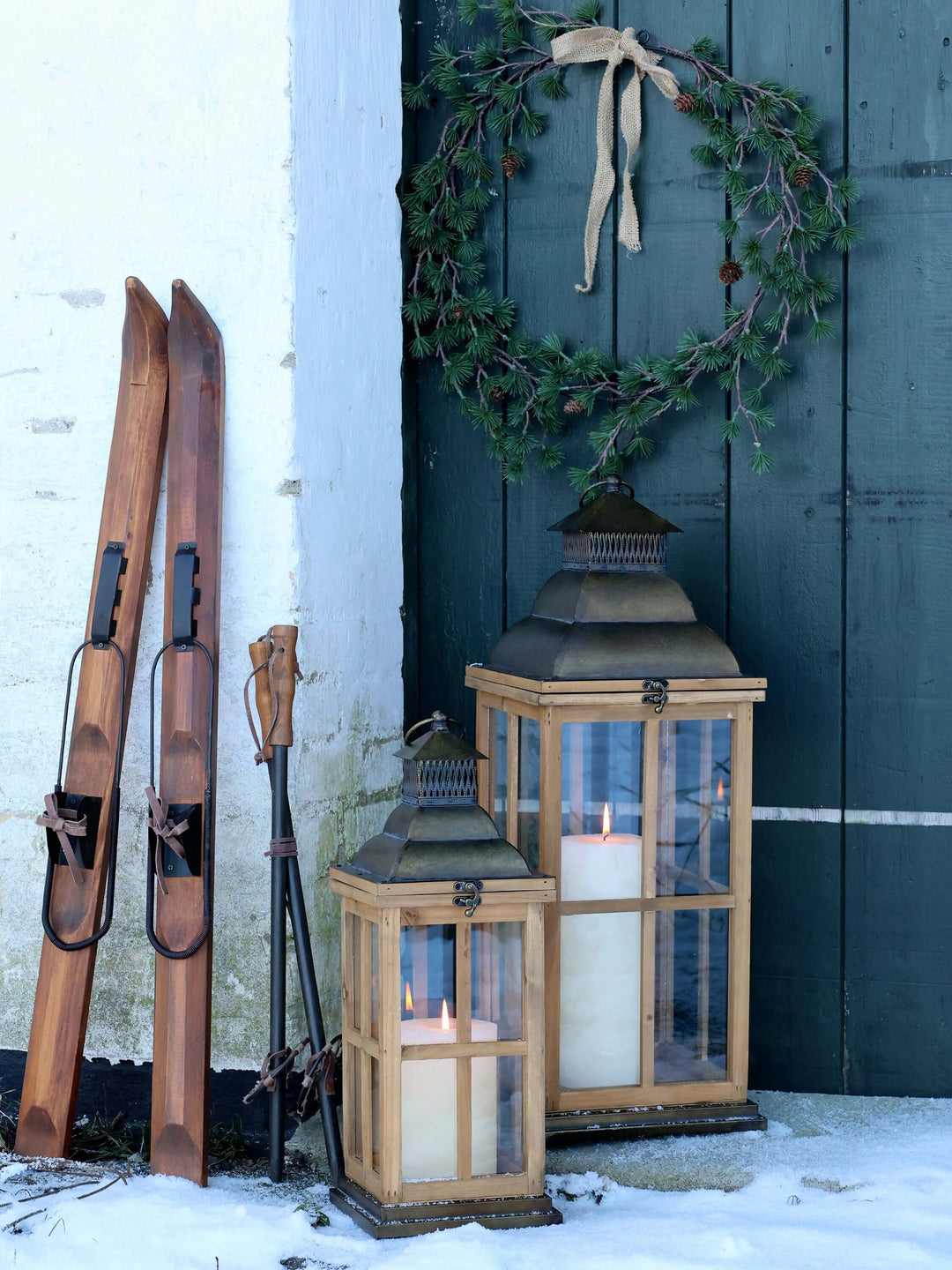 Wood and Brass Vintage Style Lantern