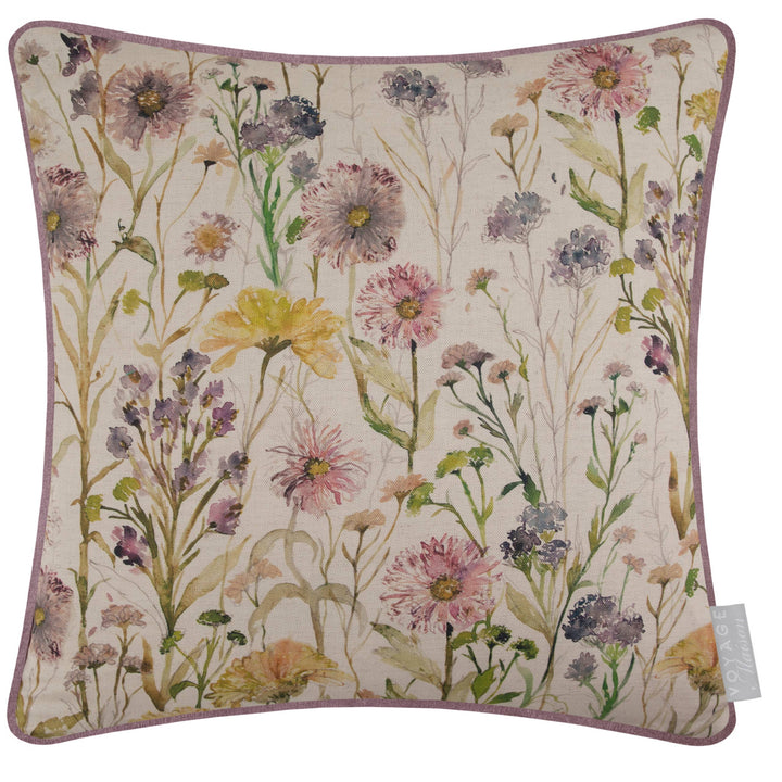 Medmerry Printed Piped Cushion Linen featuring wildflower print inspired by British meadows, crafted for comfort by Source for the Goose, Devon.