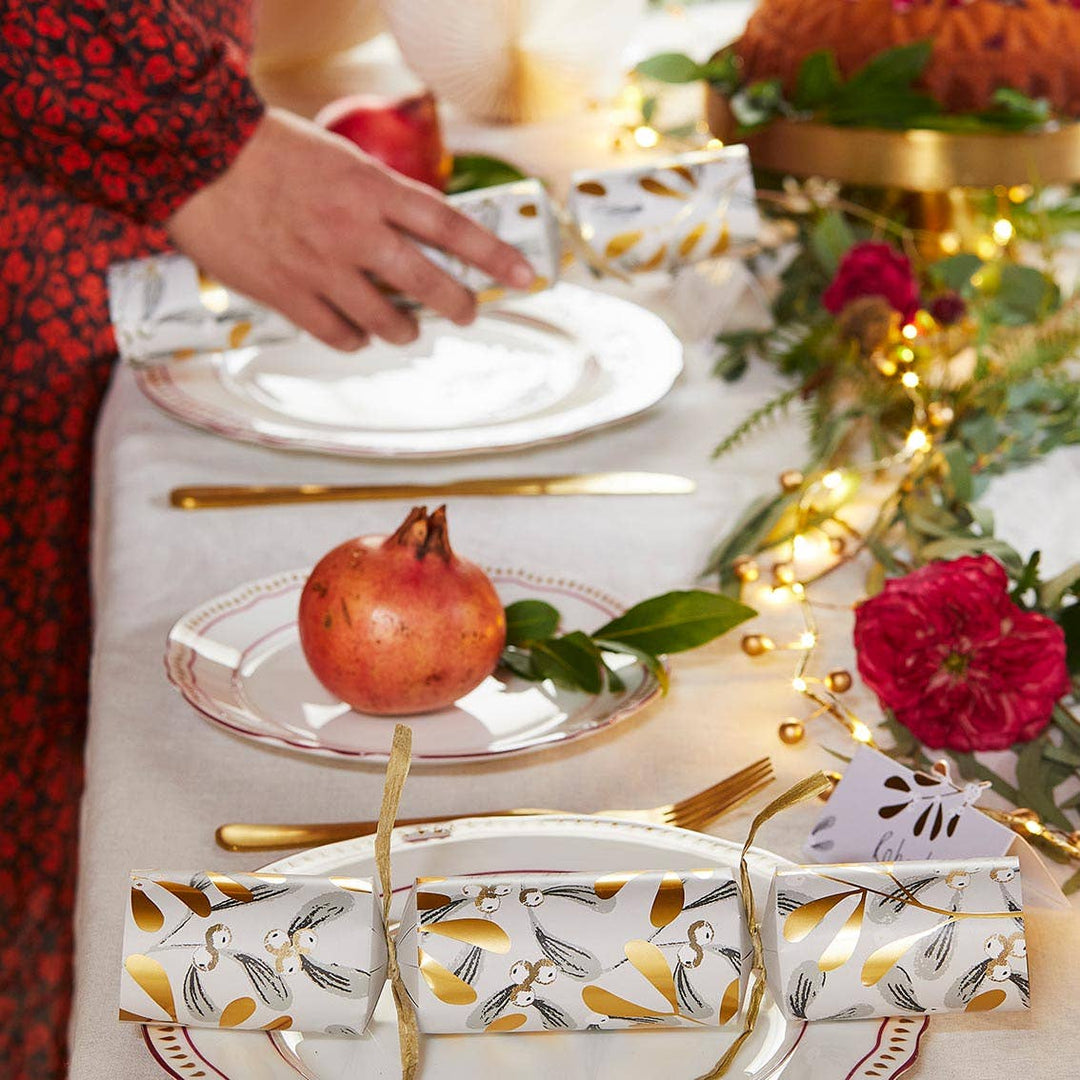 Christmas Gold Berry String of LED Lights on festive dinner table with pomegranate and decorations from Source for the Goose, Devon