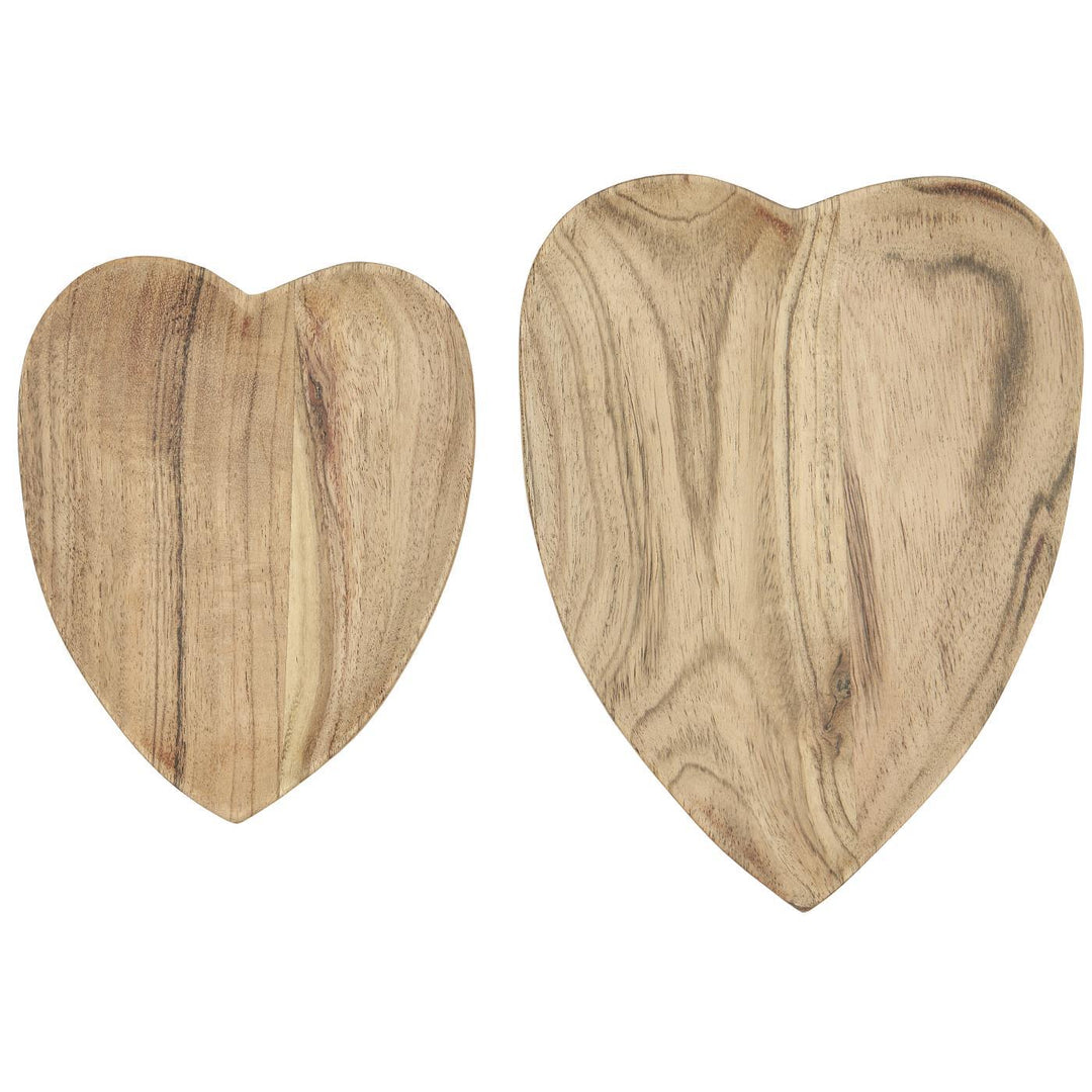 Set of Two Heart Shaped Wooden Bowls