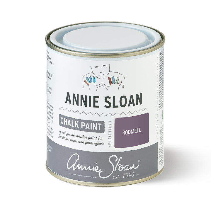 500ml Rodmell Chalk Paint can by Annie Sloan, luxurious deep purple for bohemian interiors from Source for the Goose, Devon.