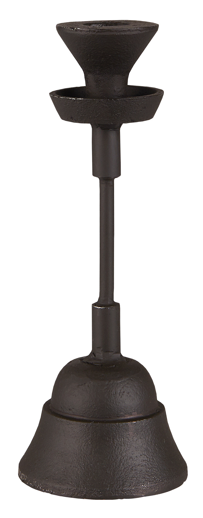 Chunky black iron candlestick, industrial design from Source for the Goose Devon, adding vintage style to any decor.