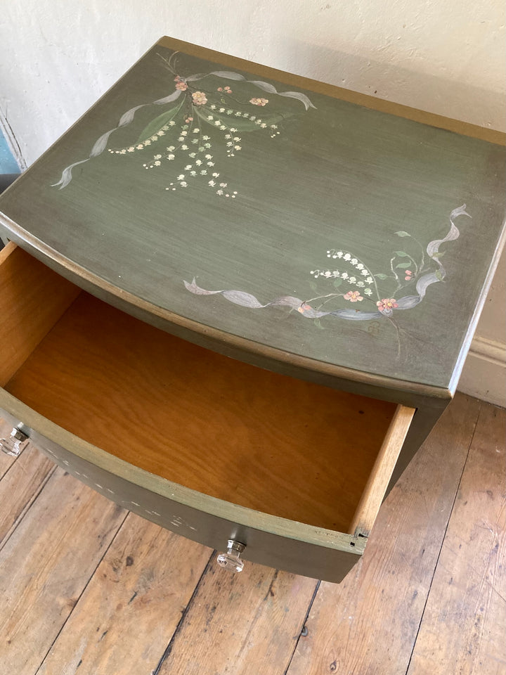 Small chest of drawers with hand-painted lily of the valley design from Source for the Goose, Devon.