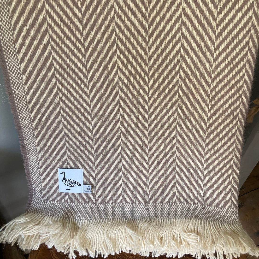 Taupe Chevron Tibet Recycled Wool Blanket