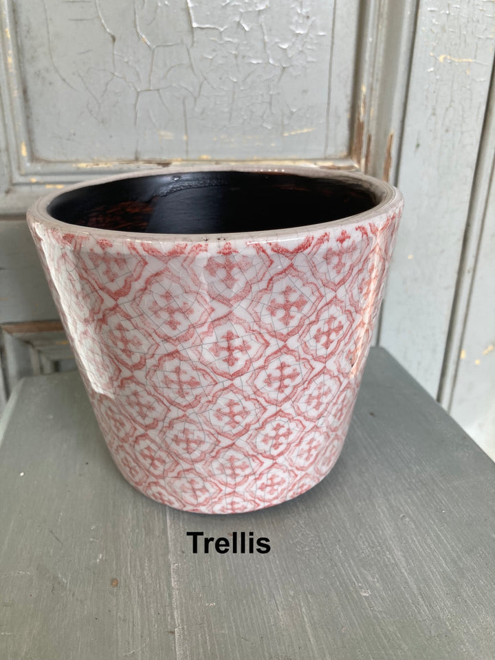 Rose Pink Dutch Style Vintage Design Flowerpot by Source for the Goose, perfect for herbs and decor in any setting.