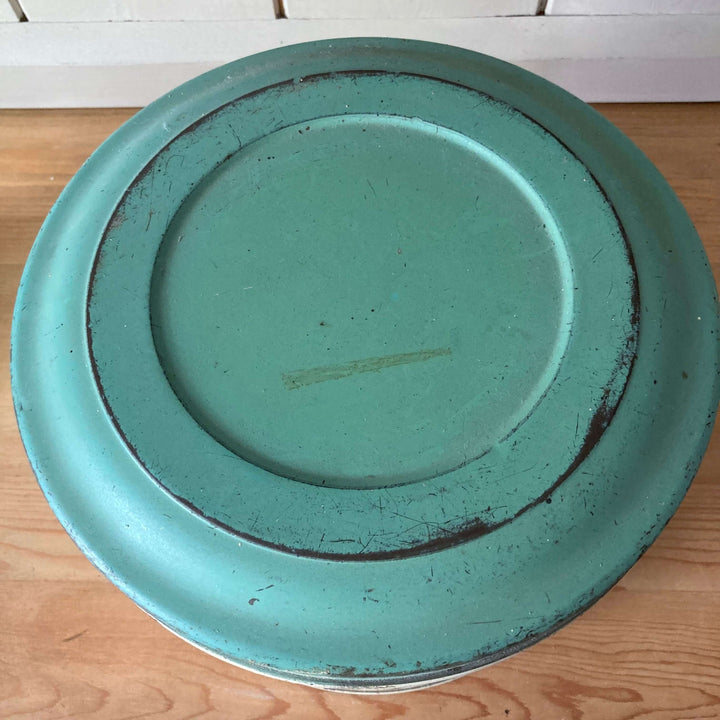 Vintage Cream and Green Tala Cake Tin