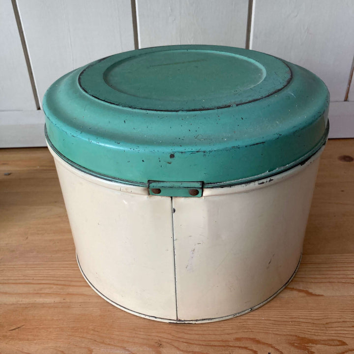 Vintage Cream and Green Tala Cake Tin