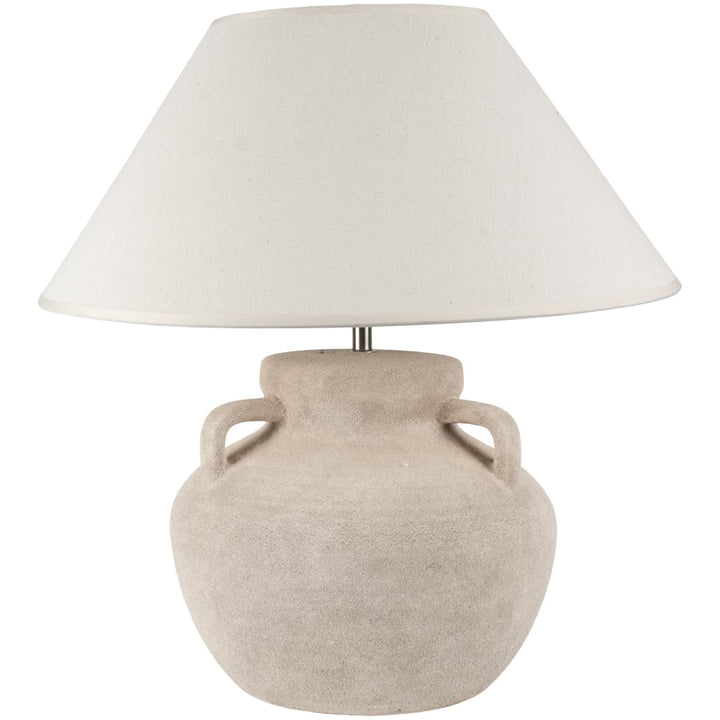 Stoneware Amphora Lamp with cream shade from Source for the Goose Devon, perfect for adding versatility and style to any room.