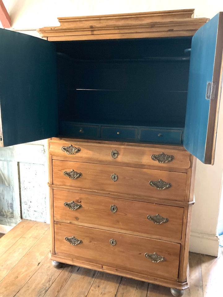 Antique Pine French Linen Press with two doors and four drawers from Source for the Goose, Devon.