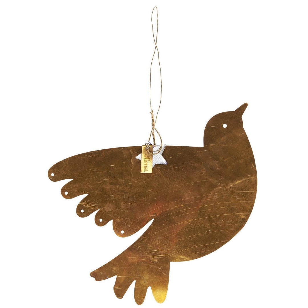 Brass Hanging Dove Decoration for sale at Source for the Goose, Devon