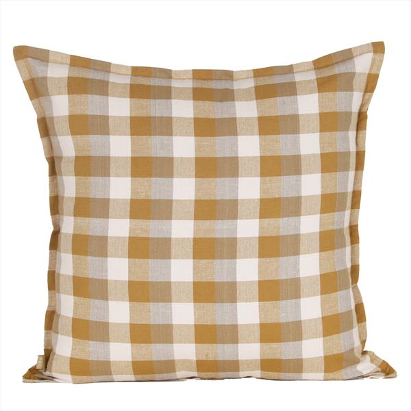 Golden Yellow Double Check Cushion for sale at Source for the Goose, Devon
