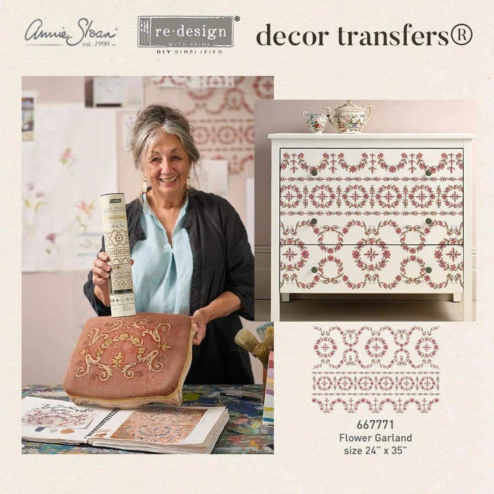 Annie Sloan collab with Redesign with Prima Flower Garland Transfer