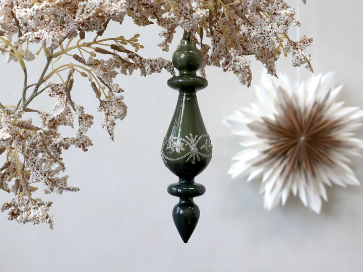 attractive vintage style green glass hanging decoration