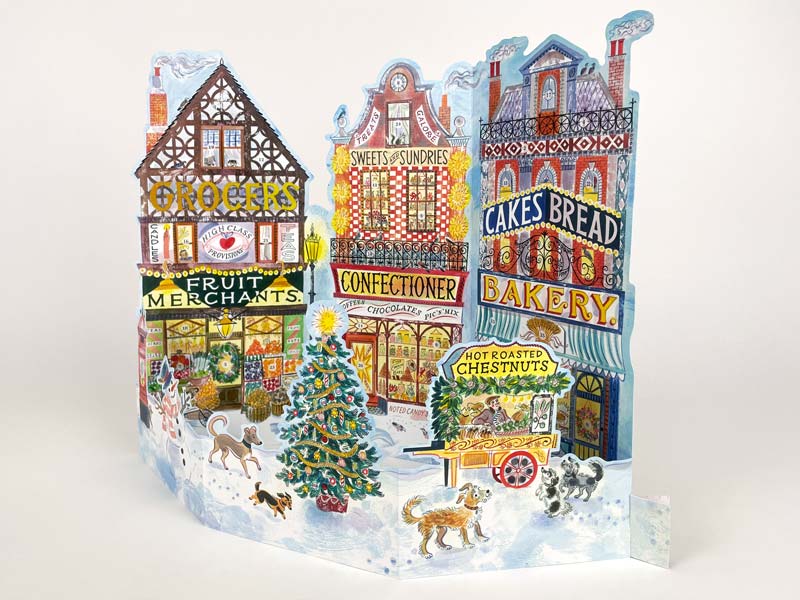 traditional advent calendar with windows by Emily Sutton at Source for the Goose, Devon