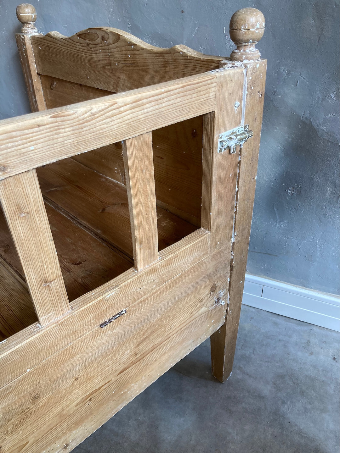 Vintage Pine Bench Seat with rustic finish, sourced from an old cot, ideal for modern rustic aesthetics. Source for the Goose, Devon.