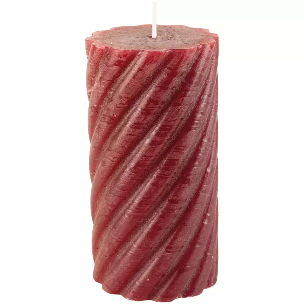 Twisted Plum Red Pillar Candle by Source for the Goose, Devon - elegant design and rich plum hue for timeless décor.