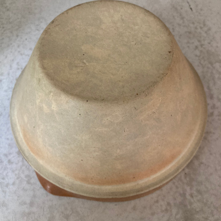 Bottom of Small French Vintage Dairy Bowl with terracotta finish, featured by Source for the Goose in Devon.