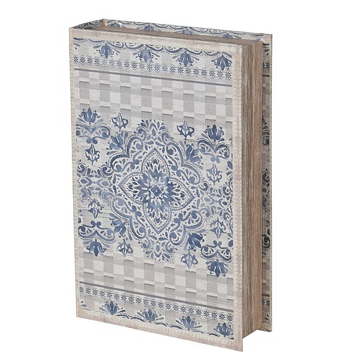 Blue and grey textured patterned book box